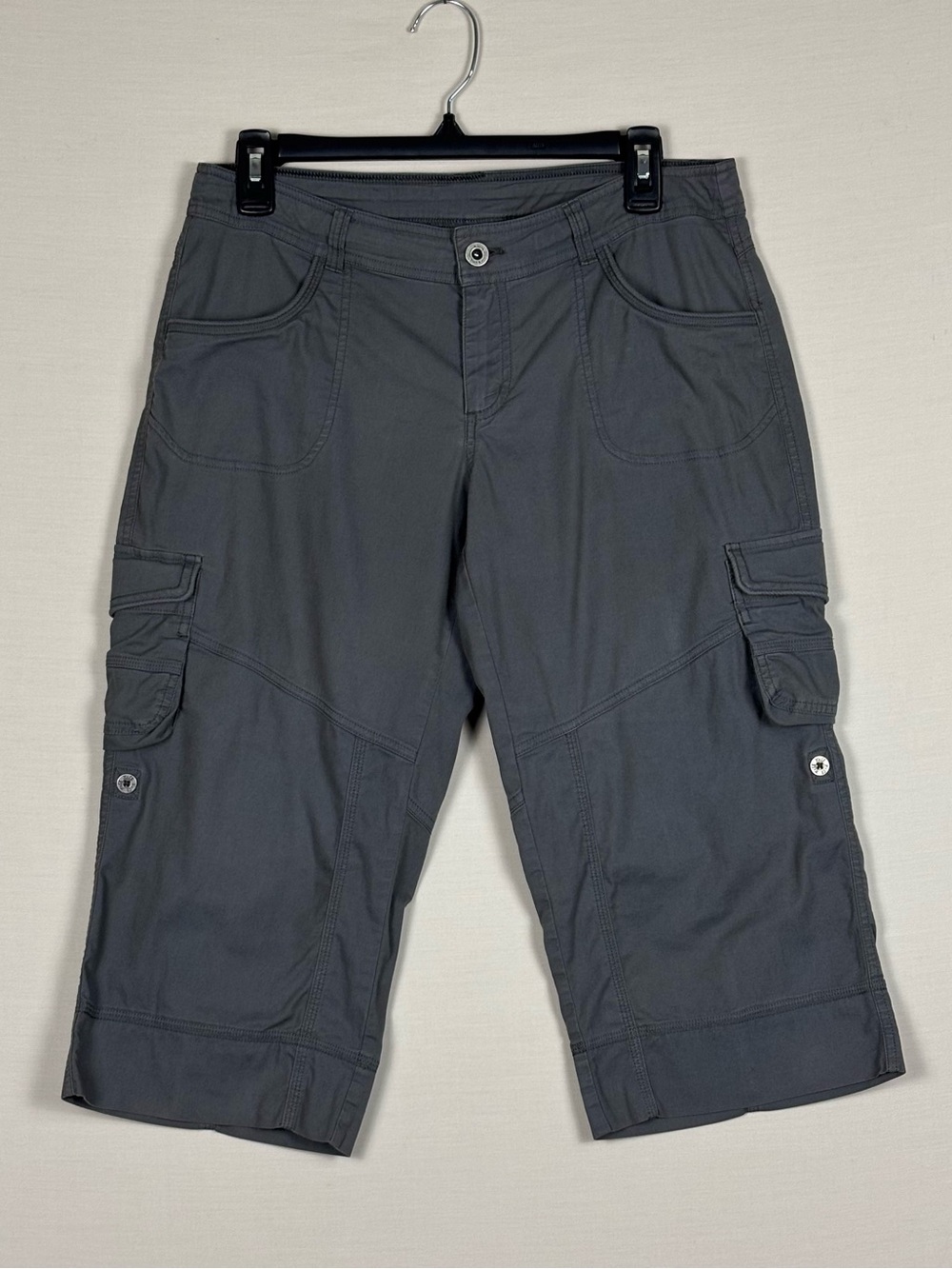 KÜHL Women’s Gray Cargo Hiking Capris Size 8 Outdoor Utility Performance